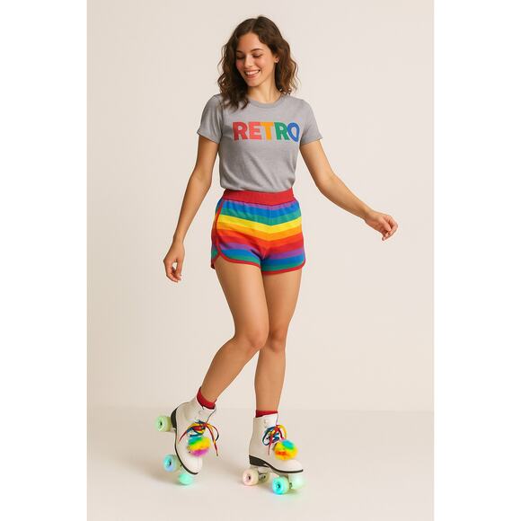 Retro Rainbow Light-Up Roller Skates EPIC White Size 6 - Picture 1 of 8